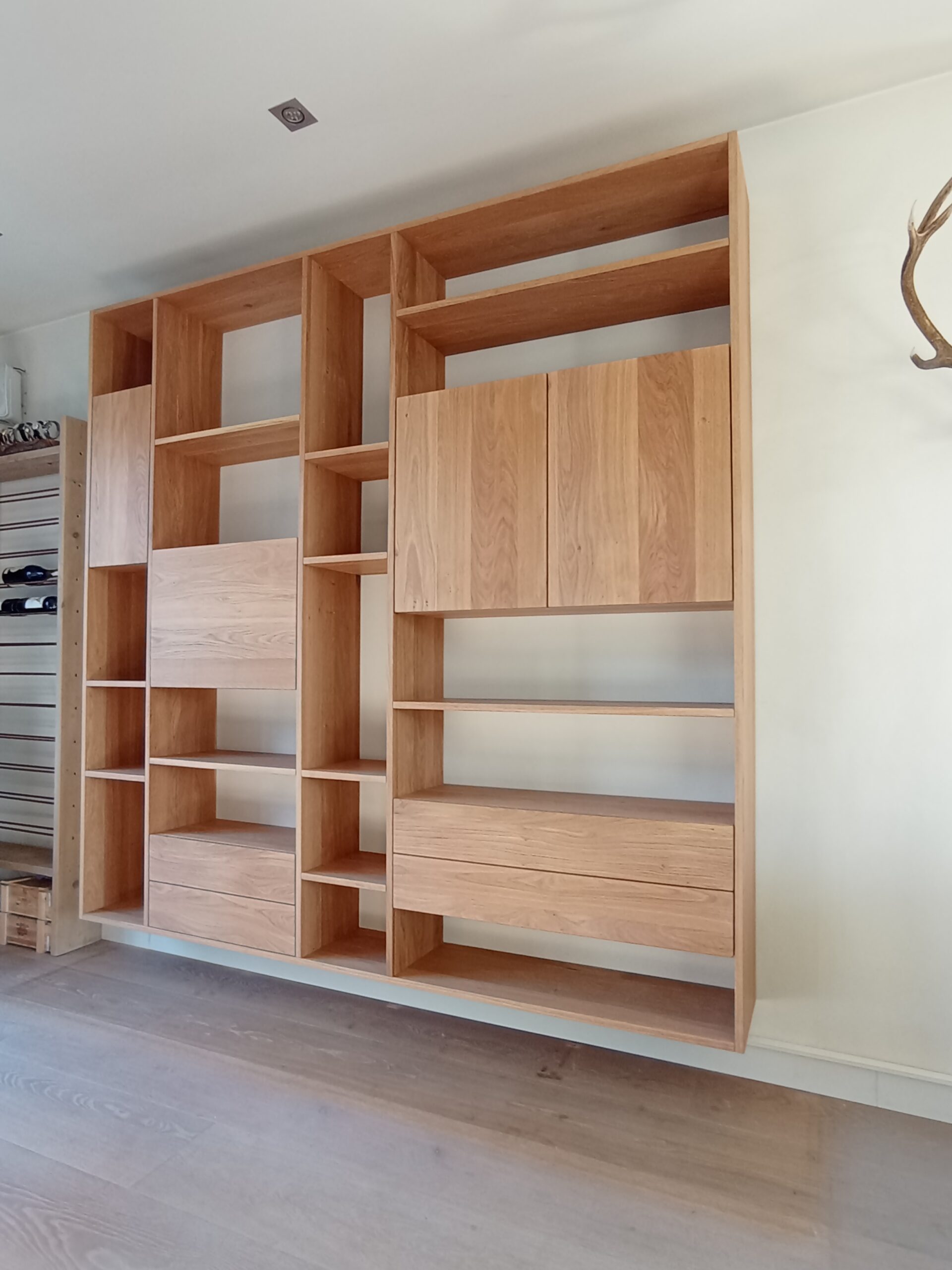 Bespoke Floating Oak Bookcase & Display Unit