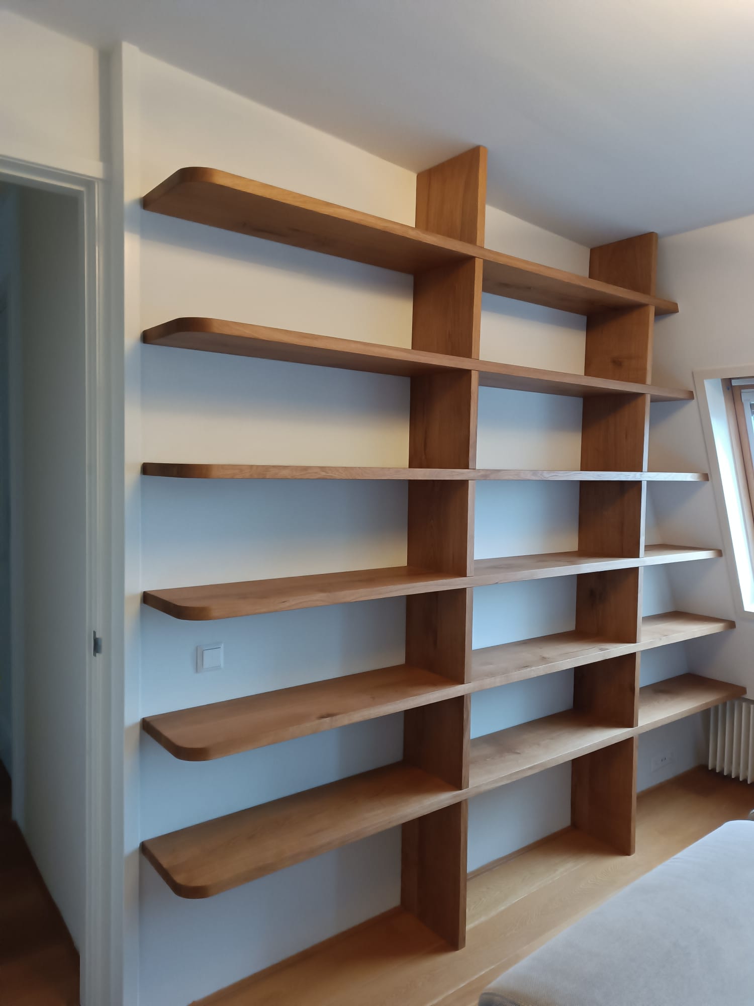 Floating Oak Library with open shelving
